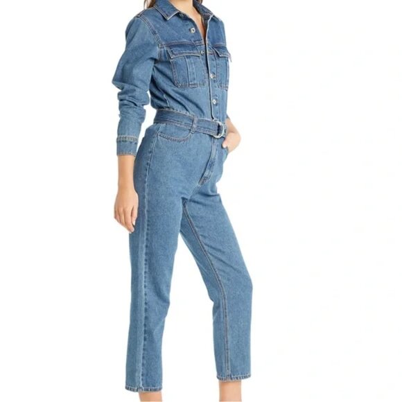 Bardot Classic Denim Jumpsuit 28 - Picture 3 of 16